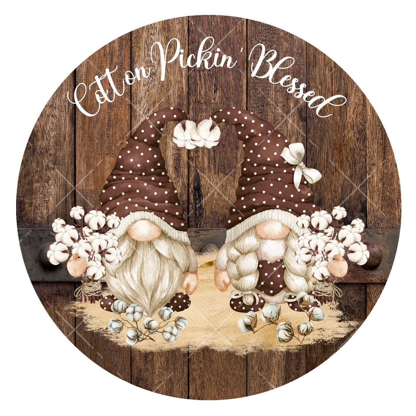 Cotton pickin' blessed wreath sign, metal wreath sign, sign for wreaths, round wreath sign