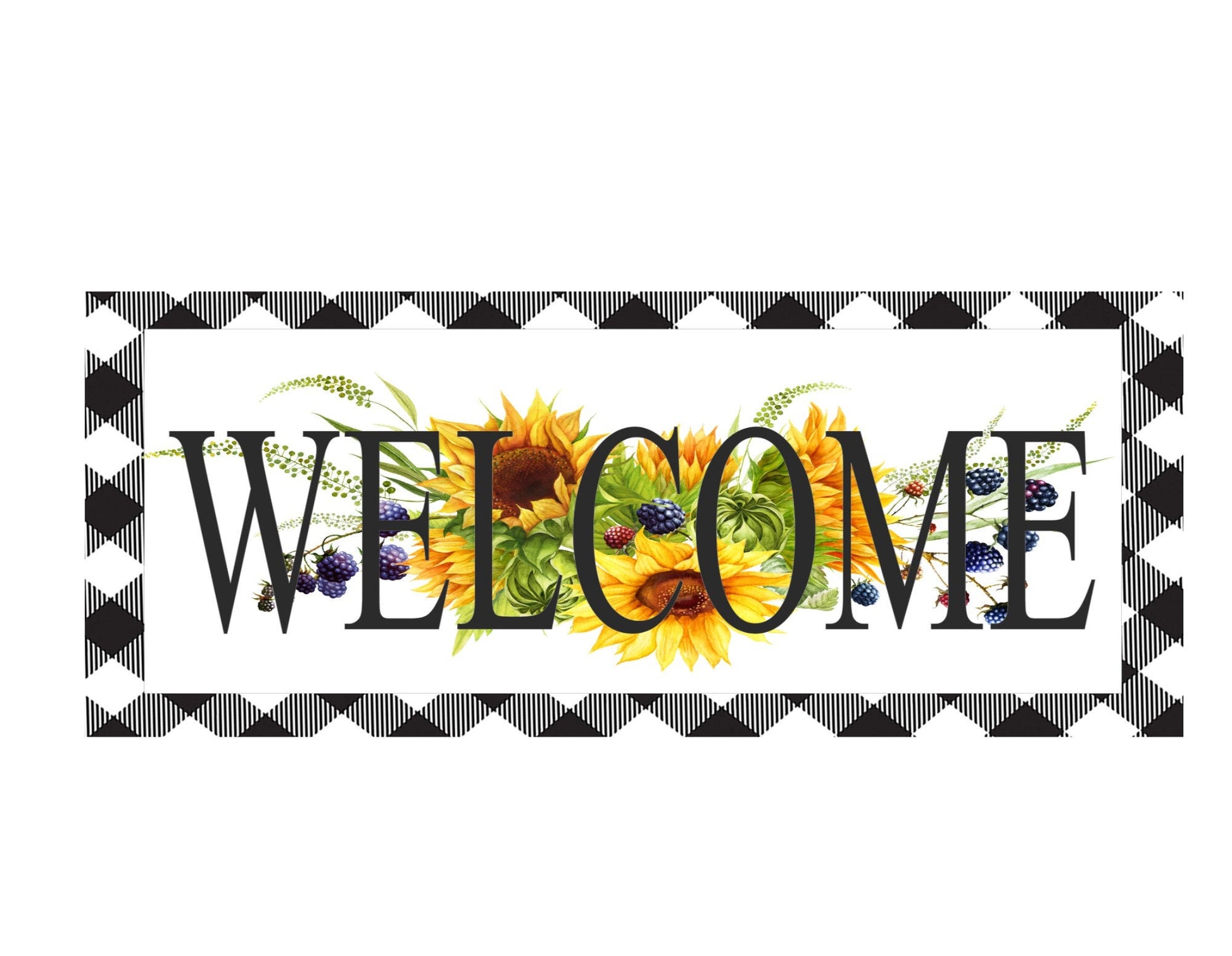 Welcome sign with sunflowers, wreath sign, wreath attachment, metal sign, 6x12 sign