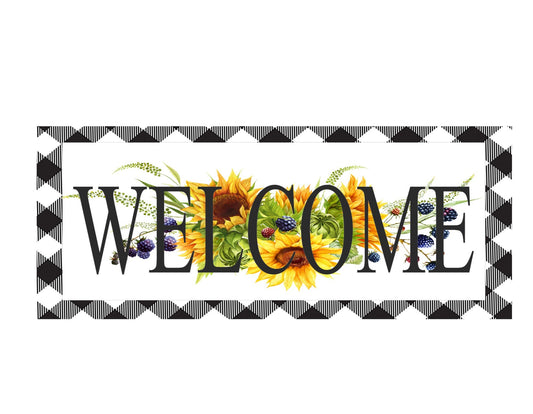 Welcome sign with sunflowers, wreath sign, wreath attachment, metal sign, 6x12 sign