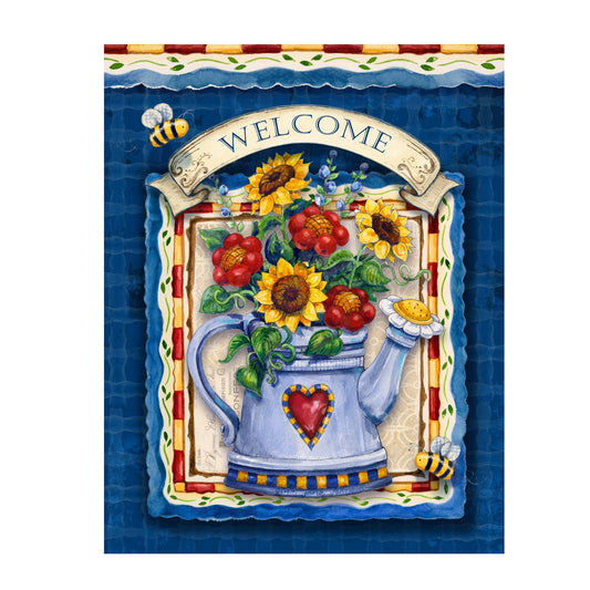 Blue floral welcome sign, wreath sign, wreath attachment, metal sign, 10x8 sign