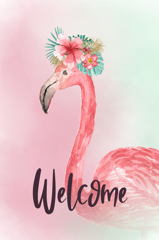 Wreath sign, summer wreath sign, flamingo sign, 6x12 sign, aluminum wreath sign, flamingo