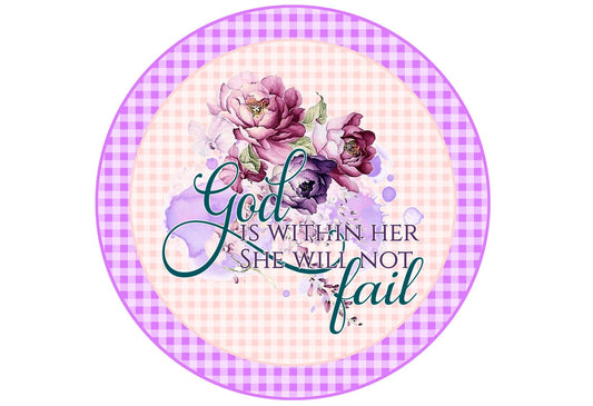 God is within her she will not fail sign, wreath sign, wreath attachment, metal sign, door hanging, scripture sign