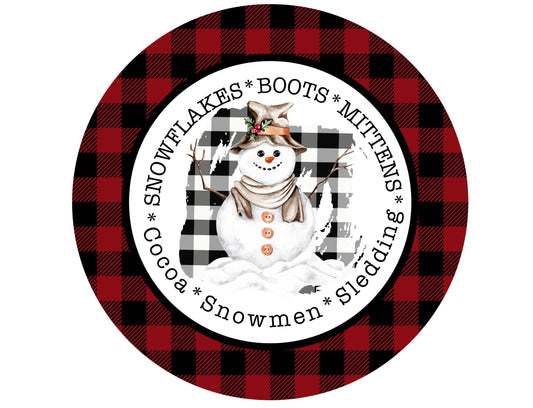 Round snowman sign for wreaths, wreath attachment, winter wreath sign, door hanging, round wreath sign, metal sign