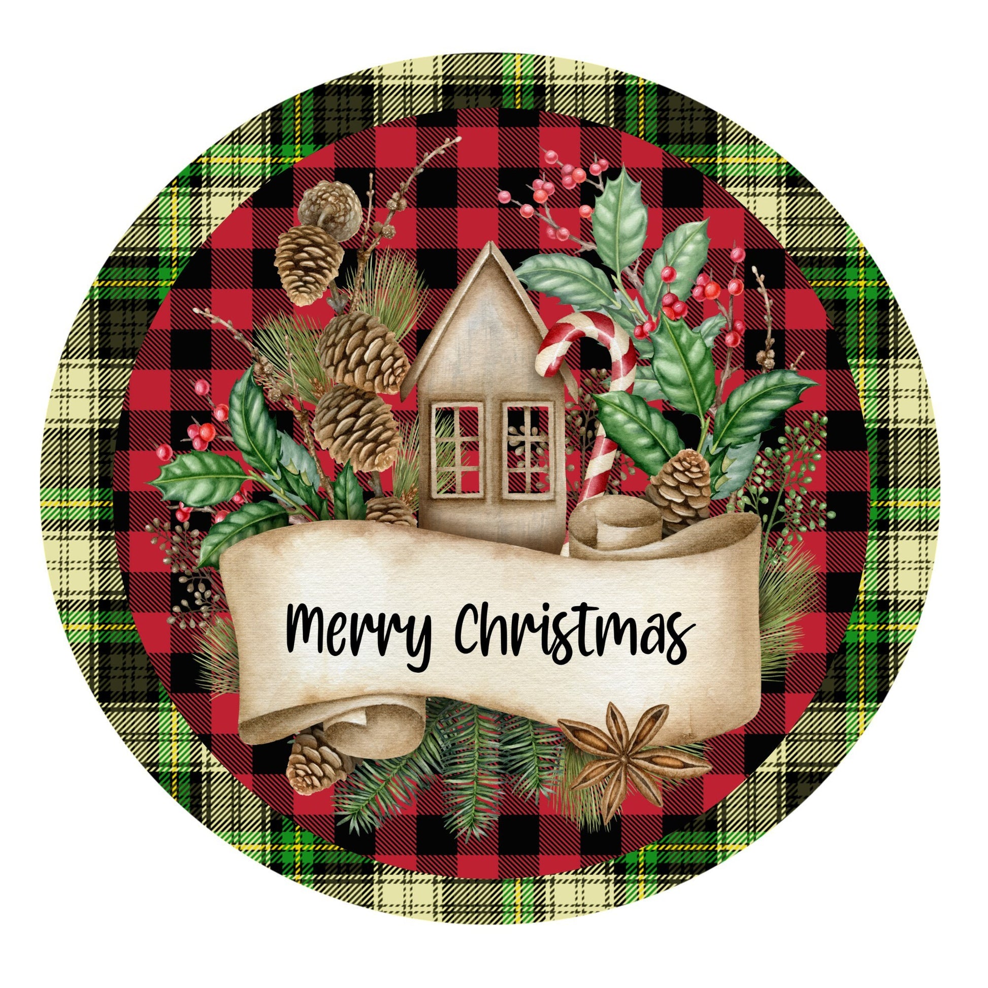 Merry Christmas wreath sign, wreath attachment, metal wreath sign, round wreath sign, door decor