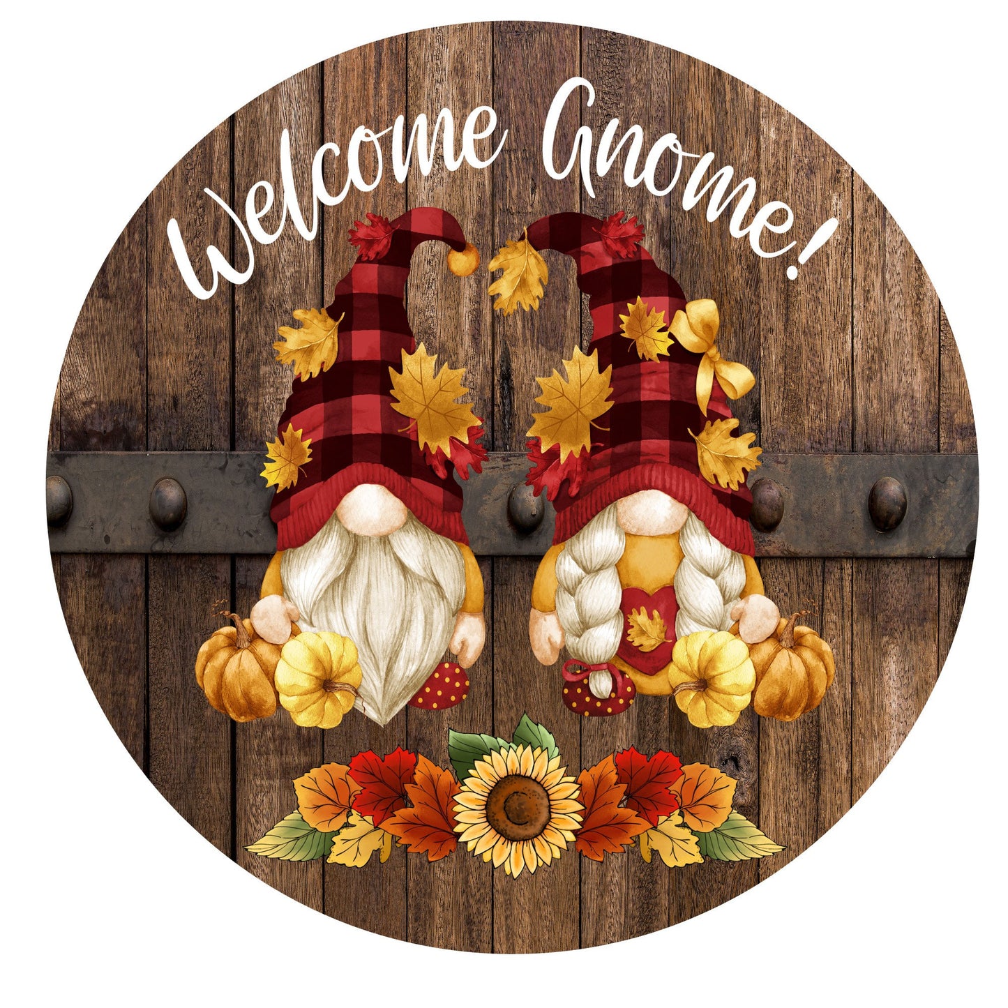 Fall welcome wreath sign, wreath attachment, metal wreath sign, fall door decor