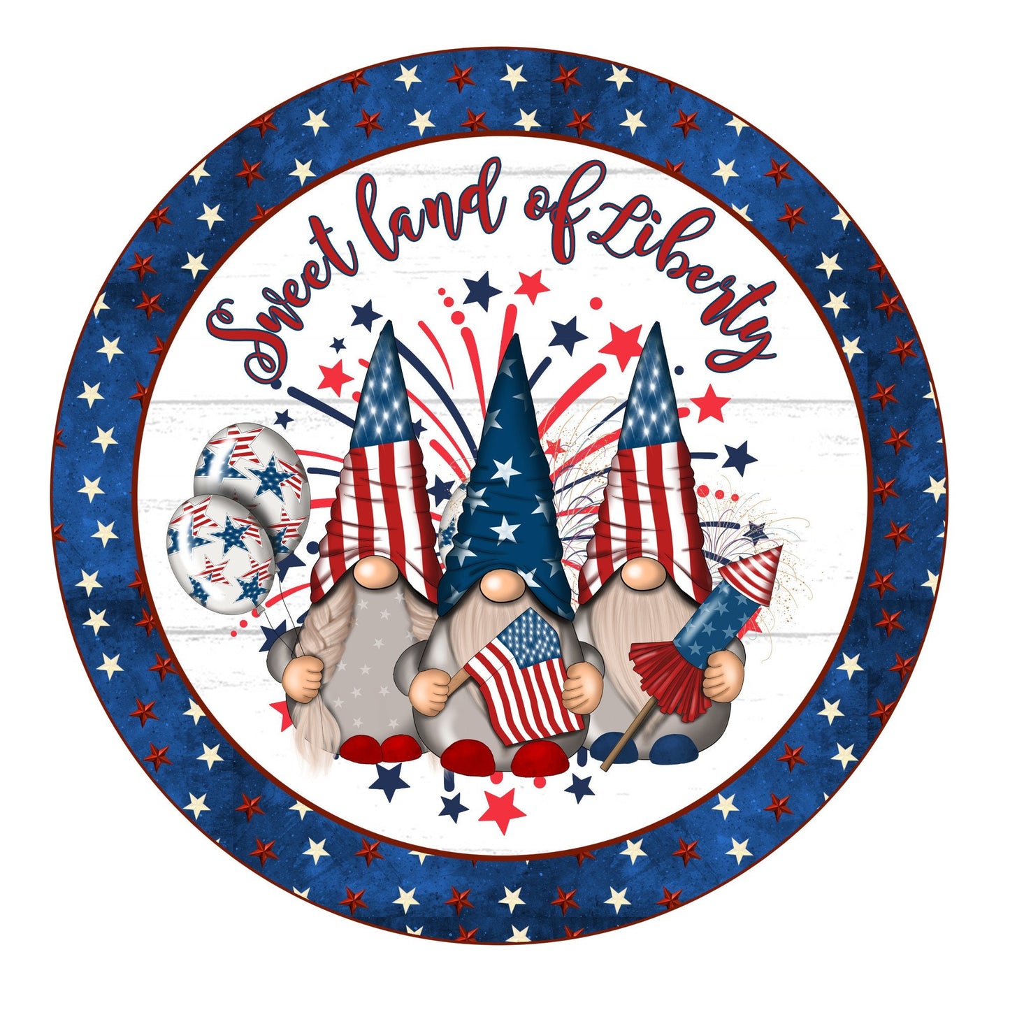 Patriotic wreath sign, wreath attachment, metal wreath sign, door decor, round wreath sign