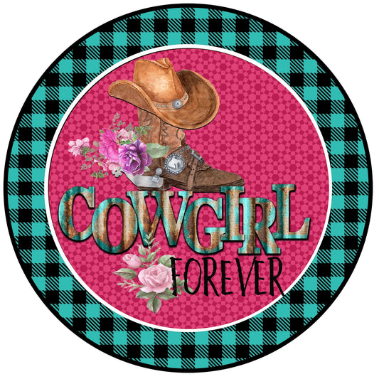 Cowgirl wreath sign, wreath attachment, metal wreath sign