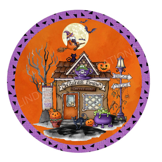 Halloween wreath sign, wreath attachment, metal wreath sign