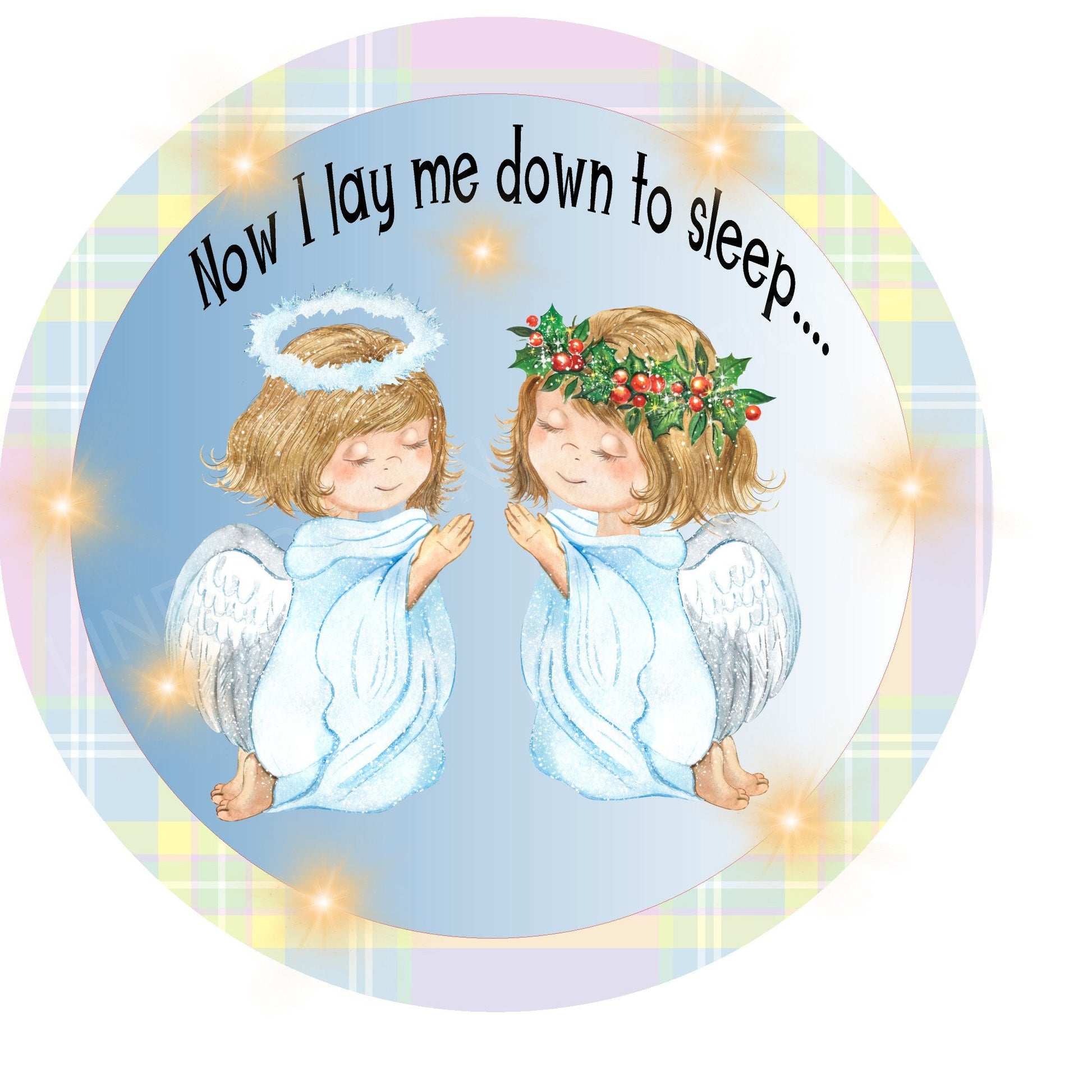 Now I lay me down to sleep wreath sign, nursery room sign, baby room hanging, metal wreath sign