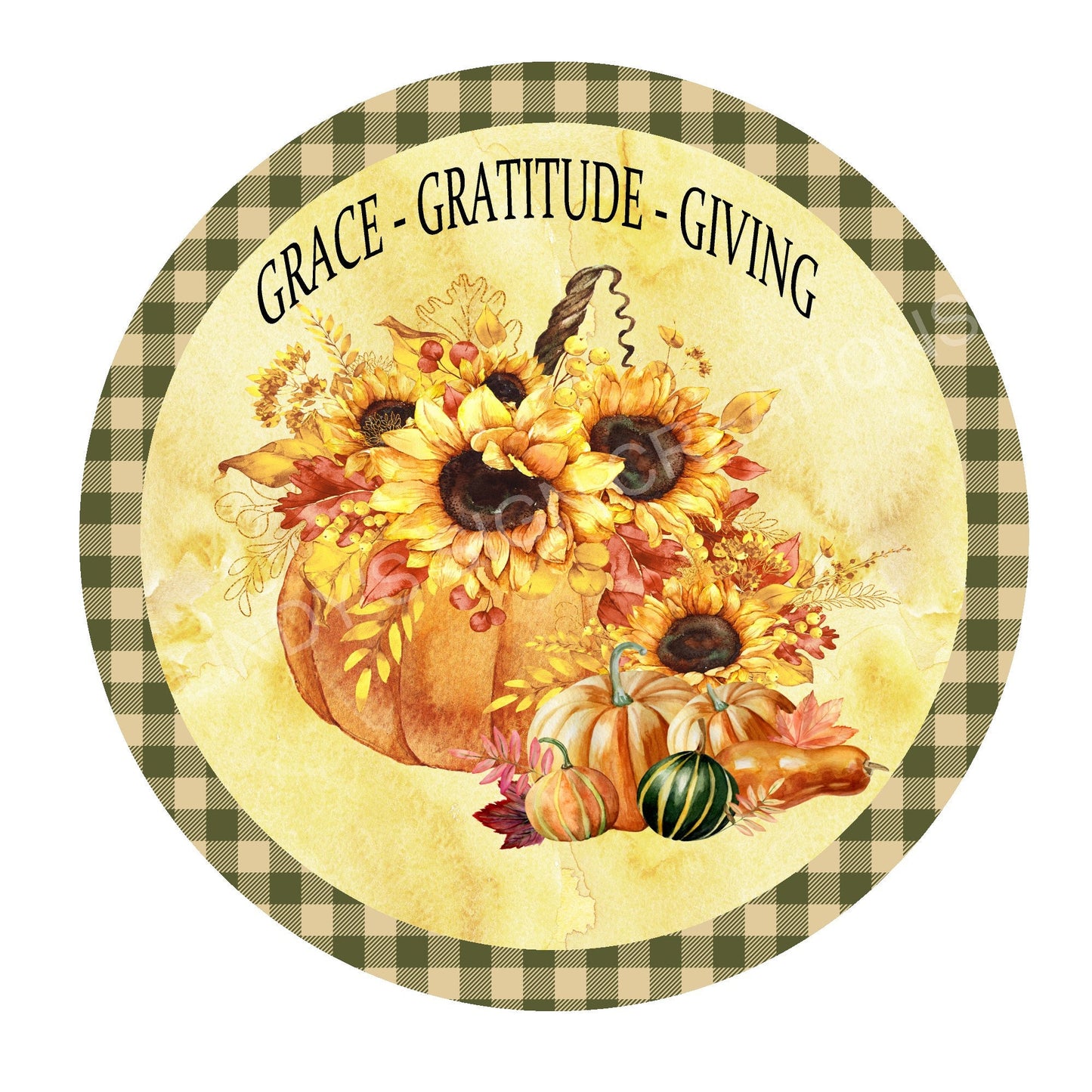 Grace gratitude giving wreath sign, fall wreath sign, metal wreath sign