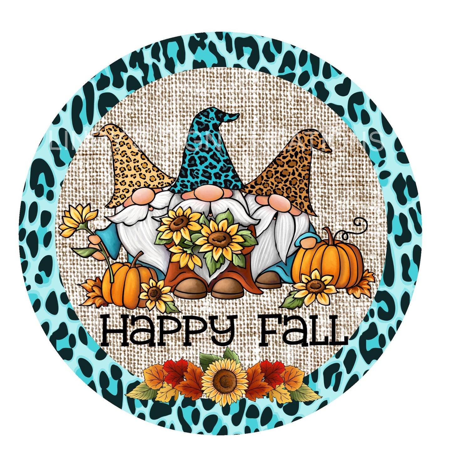 Happy fall gnome wreath sign, wreath center, metal wreath sign, round wreath sign