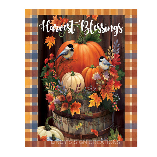 Harvest blessings wreath sign, wreath attachment, fall wreath sign, 8x10 wreath sign, metal sign