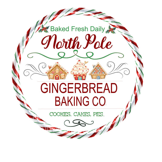 Gingerbread baking co wreath sign, wreath center, Christmas wreath sign, metal wreath sign, door hanging