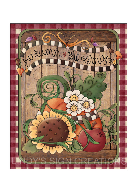 Autumn blessings wreath sign, metal wreath sign, fall wreath center, fall door decor, 8x10 wreath sign