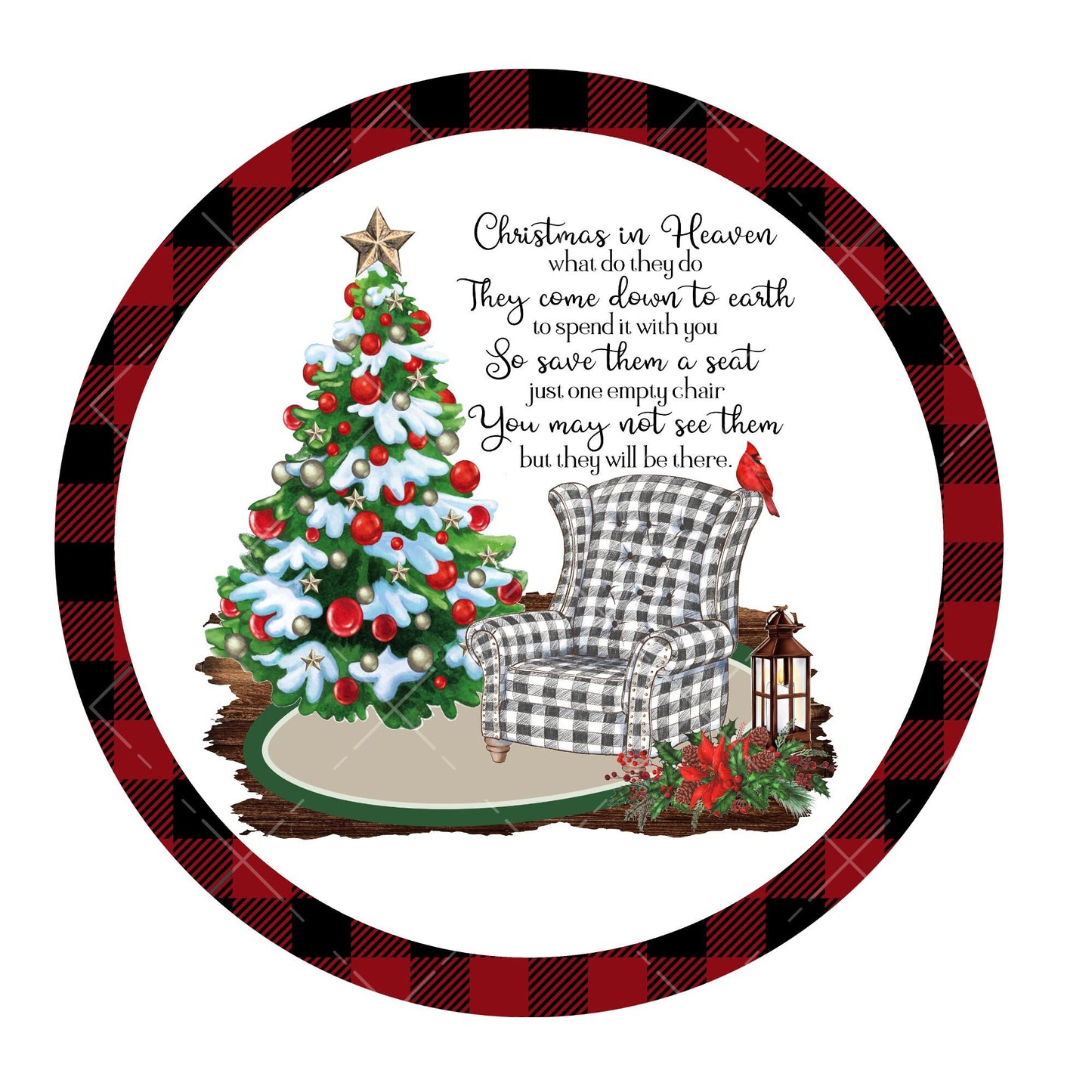 Christmas in heaven wreath sign, metal wreath sign, round wreath center