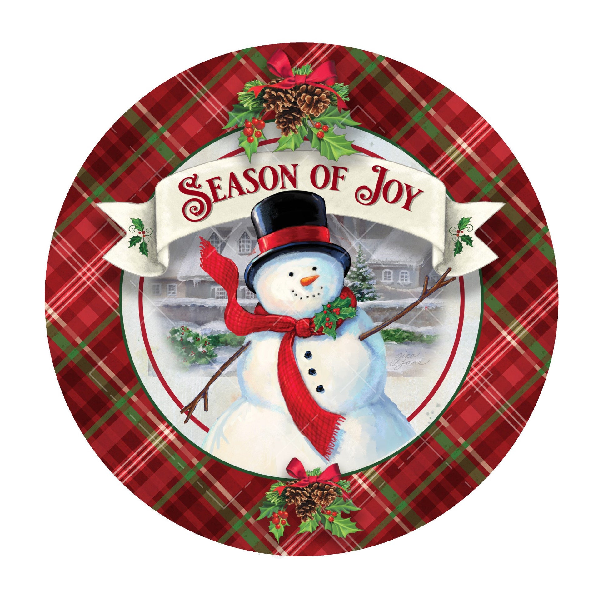 Snowman season of joy wreath sign, metal wreath sign, round wreath center, winter door hanging