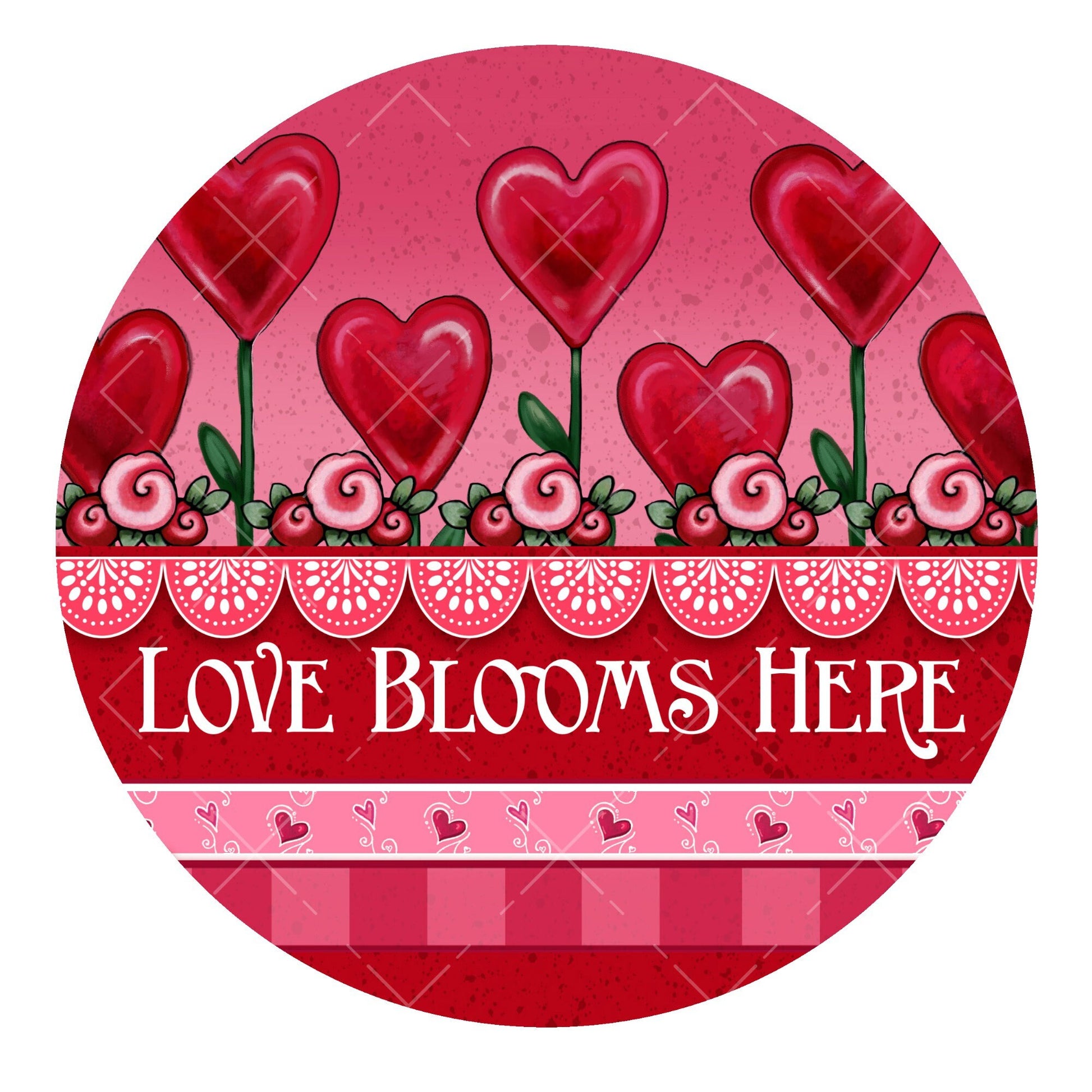 Valentine Day wreath sign, metal wreath sign, round wreath sign, 12x6 wreath sign