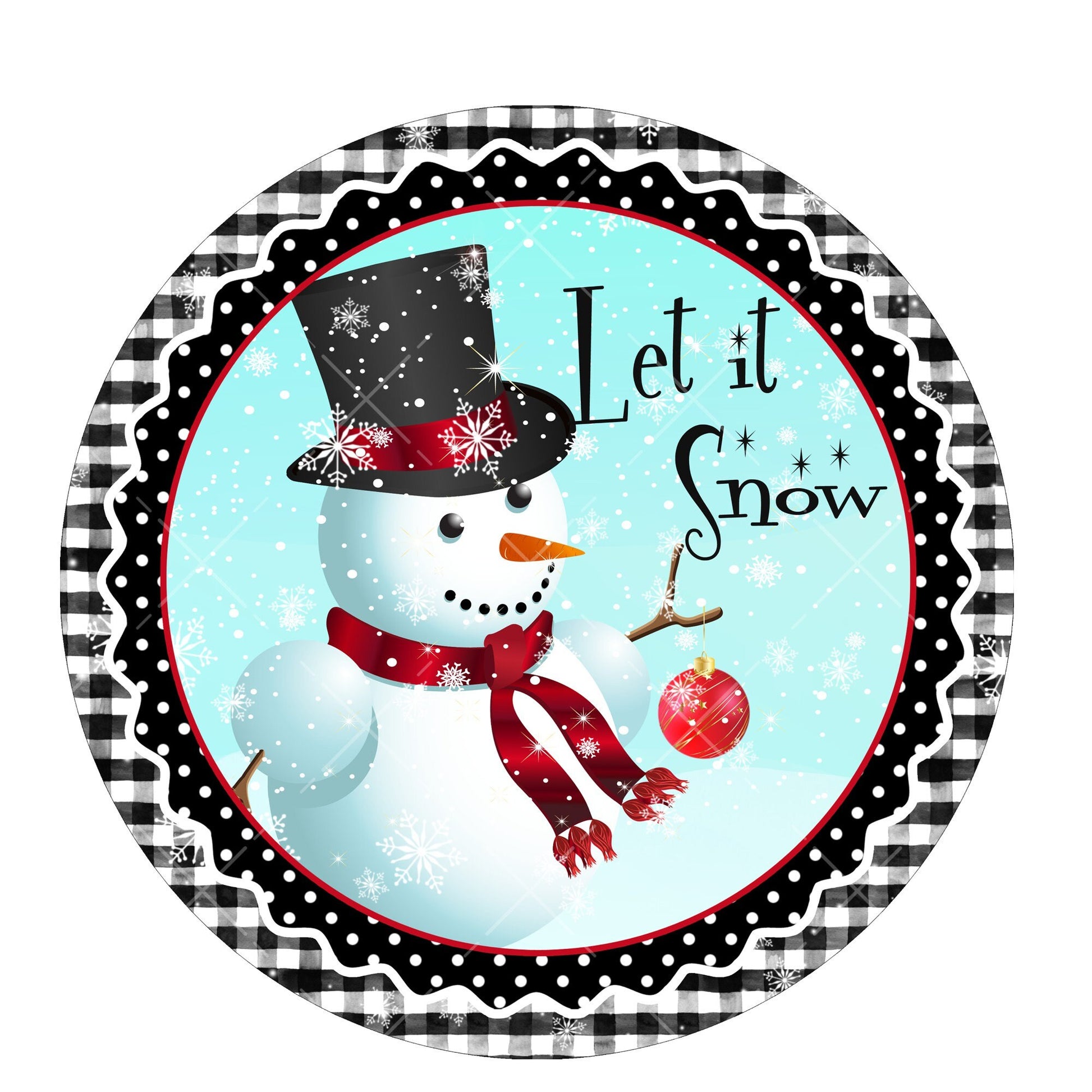 Let is snow wreath sign, winter wreath sign, metal wreath sign, center for wreaths, round wreath sign, lindys sign creations