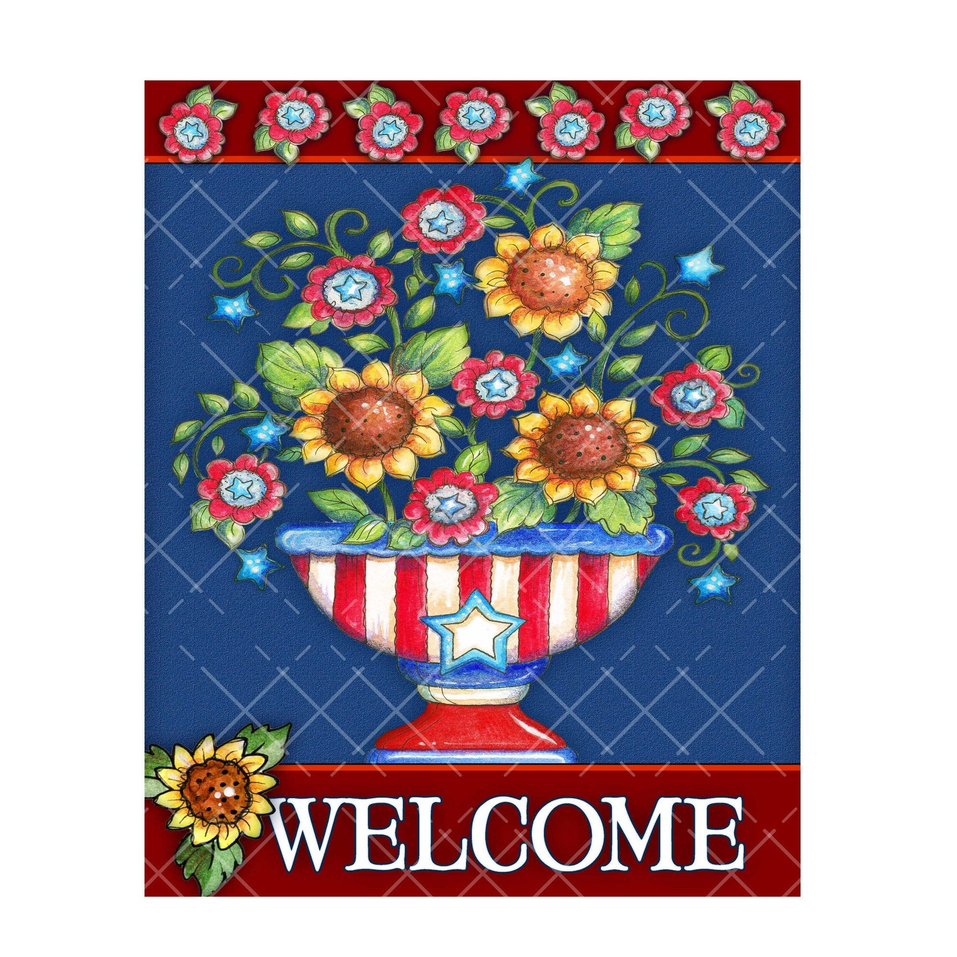 Patriotic sunflower welcome wreath sign, metal wreath sign, signs for wreaths, 8x10 wreath sign