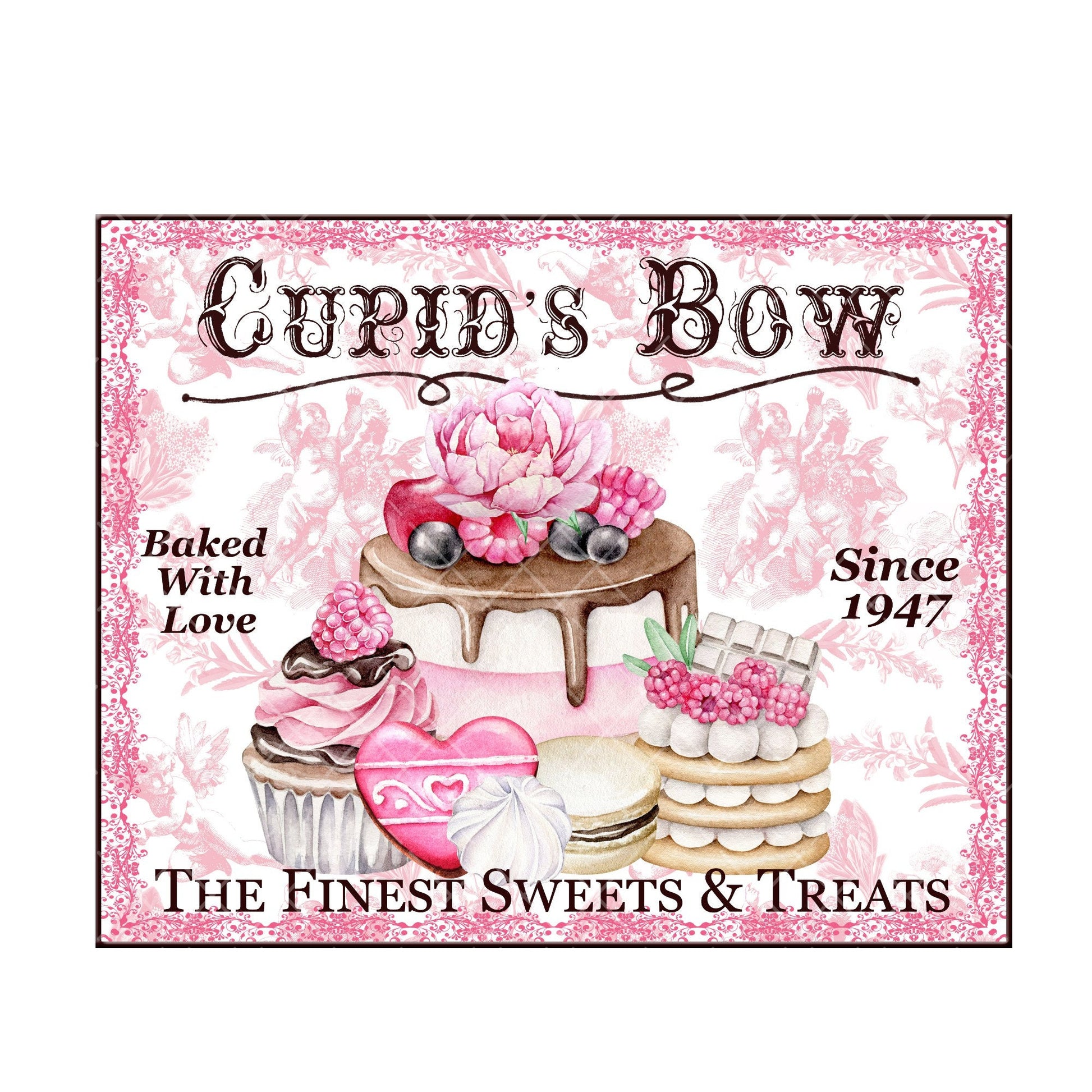 Cupids bow sweets & treats wreath sign, metal wreath sign, St Valentine Day wreath sign, sign for wreaths, 10x8 wreath sign