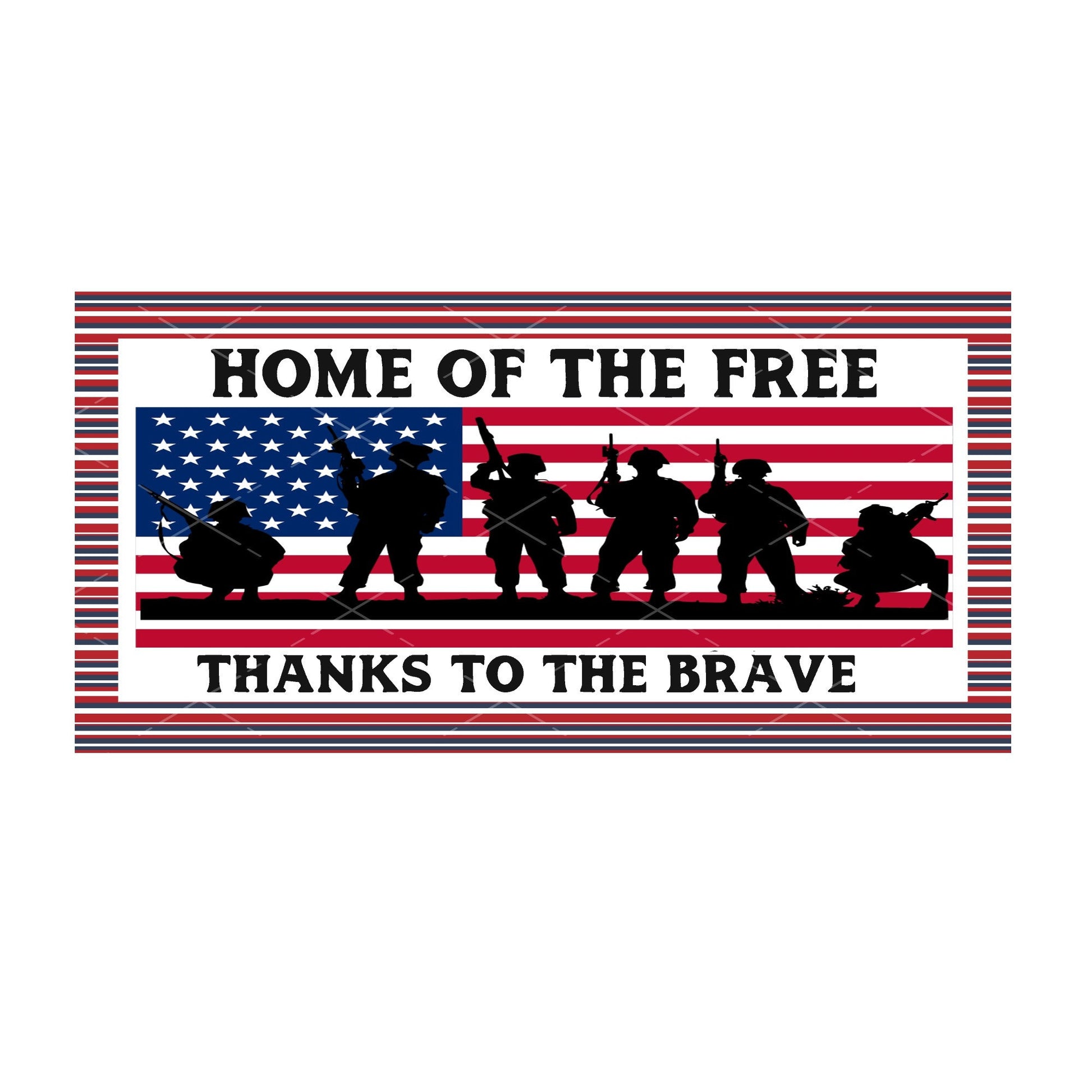 Home of the free thanks to the brave wreath sign, 12x6 wreath sign, metal wreath sign