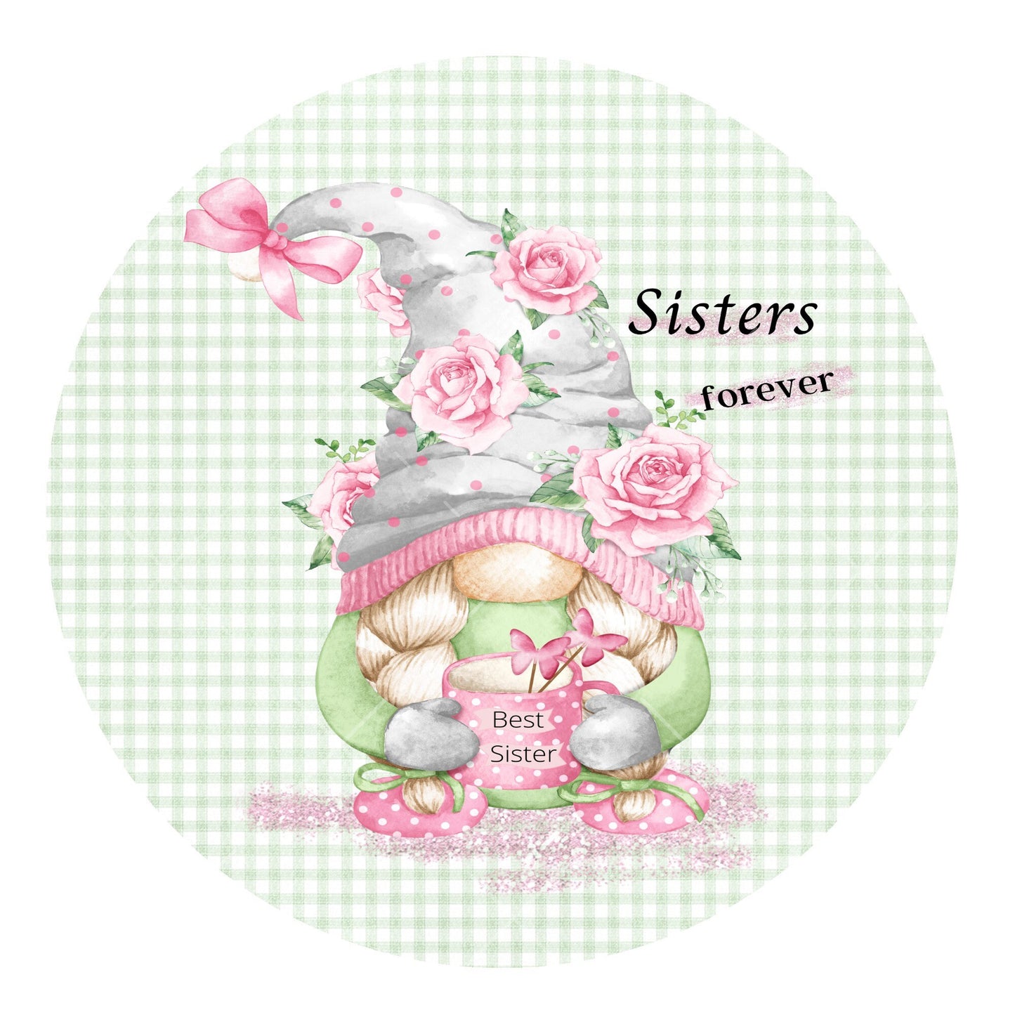 Sisters forever wreath sign, metal wreath sign, signs for wreaths, gift for sister, round wreath sign