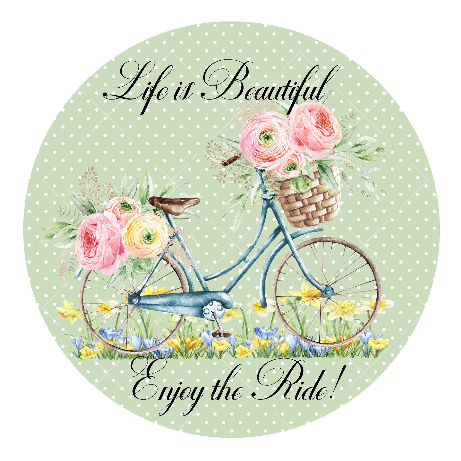 Life is beautiful enjoy the ride wreath sign, metal wreath sign, signs for wreaths, door hanging