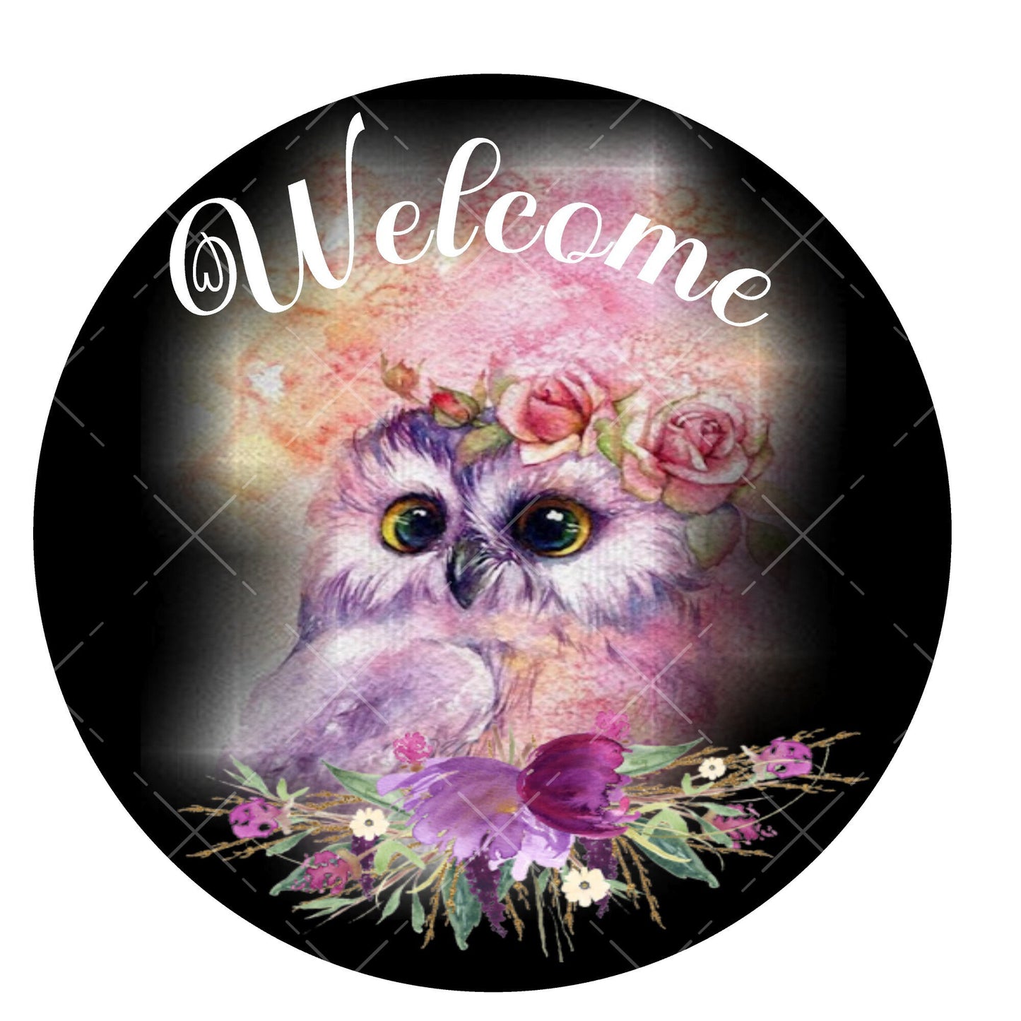 Owl welcome wreath sign, metal wreath sign, signs for wreaths, home decor sign, round wreath sign