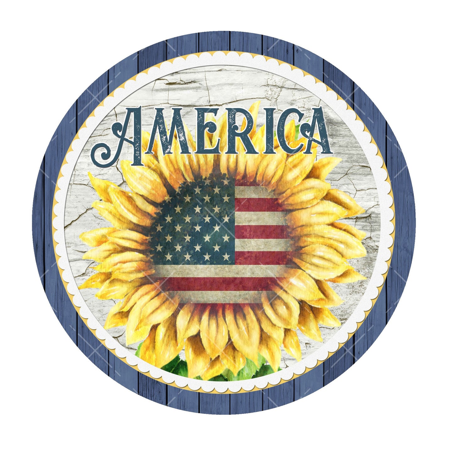 Patriotic sunflower wreath sign, metal wreath sign, signs for wreaths, home decor sign, metal door hanging