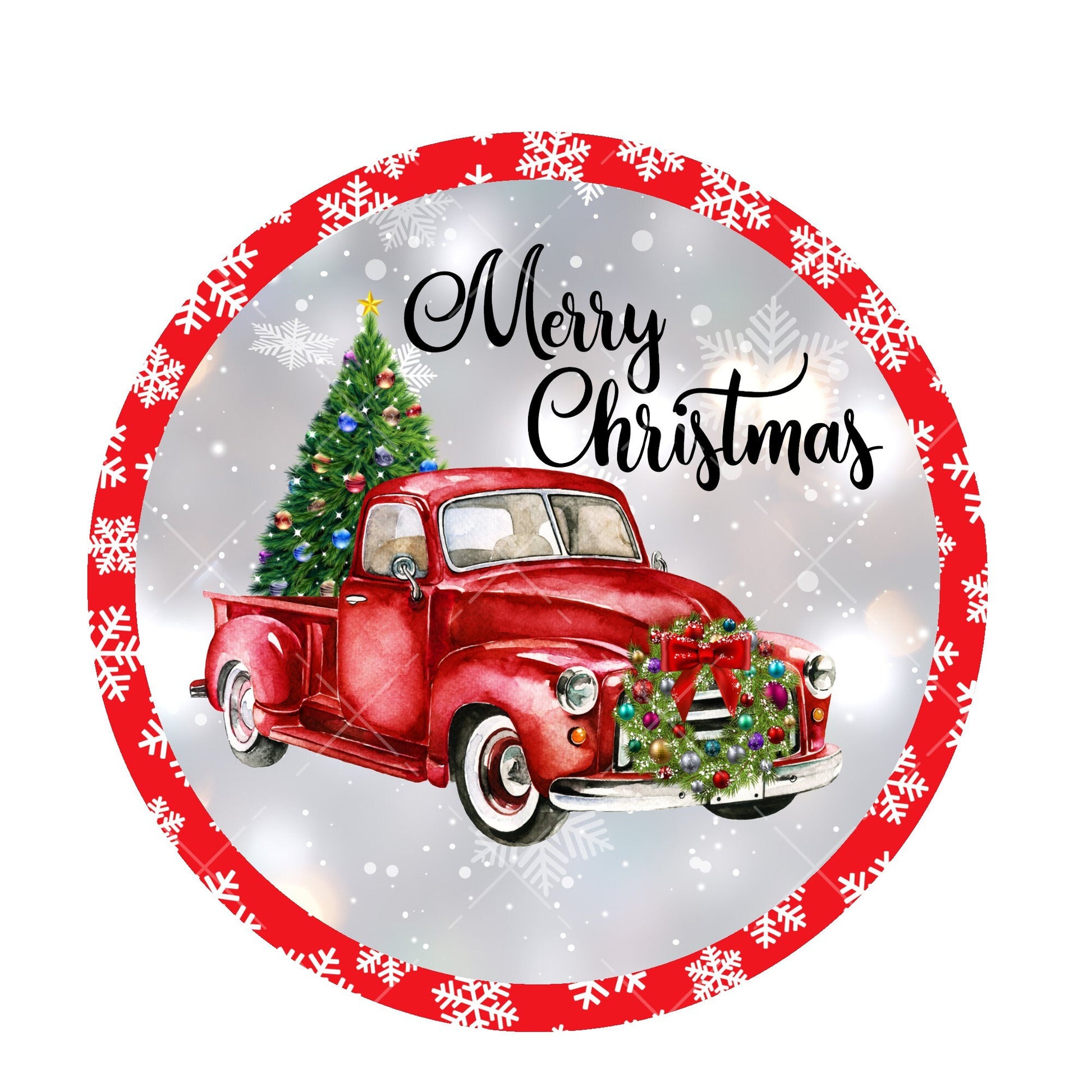 Red truck merry christmas wreath sign, metal wreath sign, sign for wreaths, home decor sign