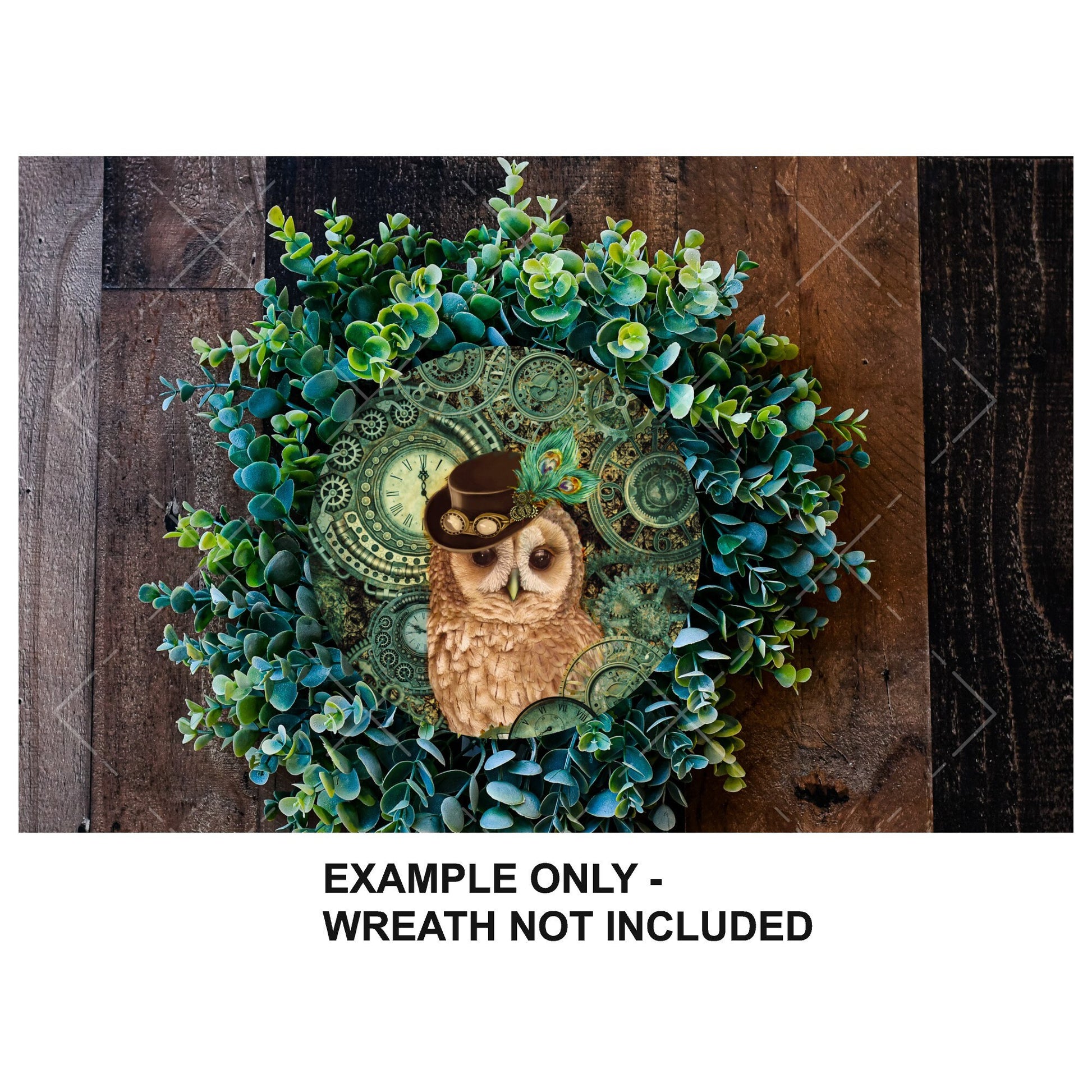 Steampunk owl wreath sign, metal wreath sign, signs for wreaths, home decor sign