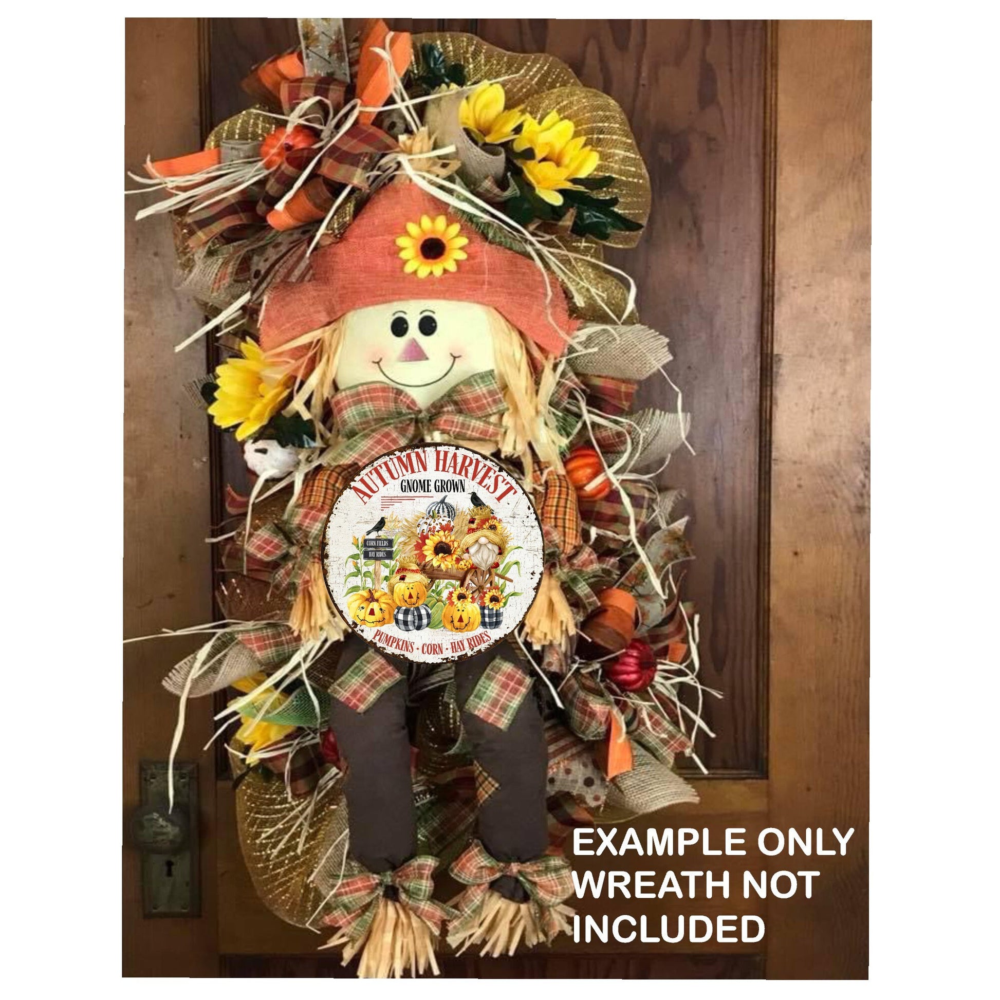 Autumn harvest gnome grown wreath sign, signs for wreaths, metal wreath signs, home decor signs