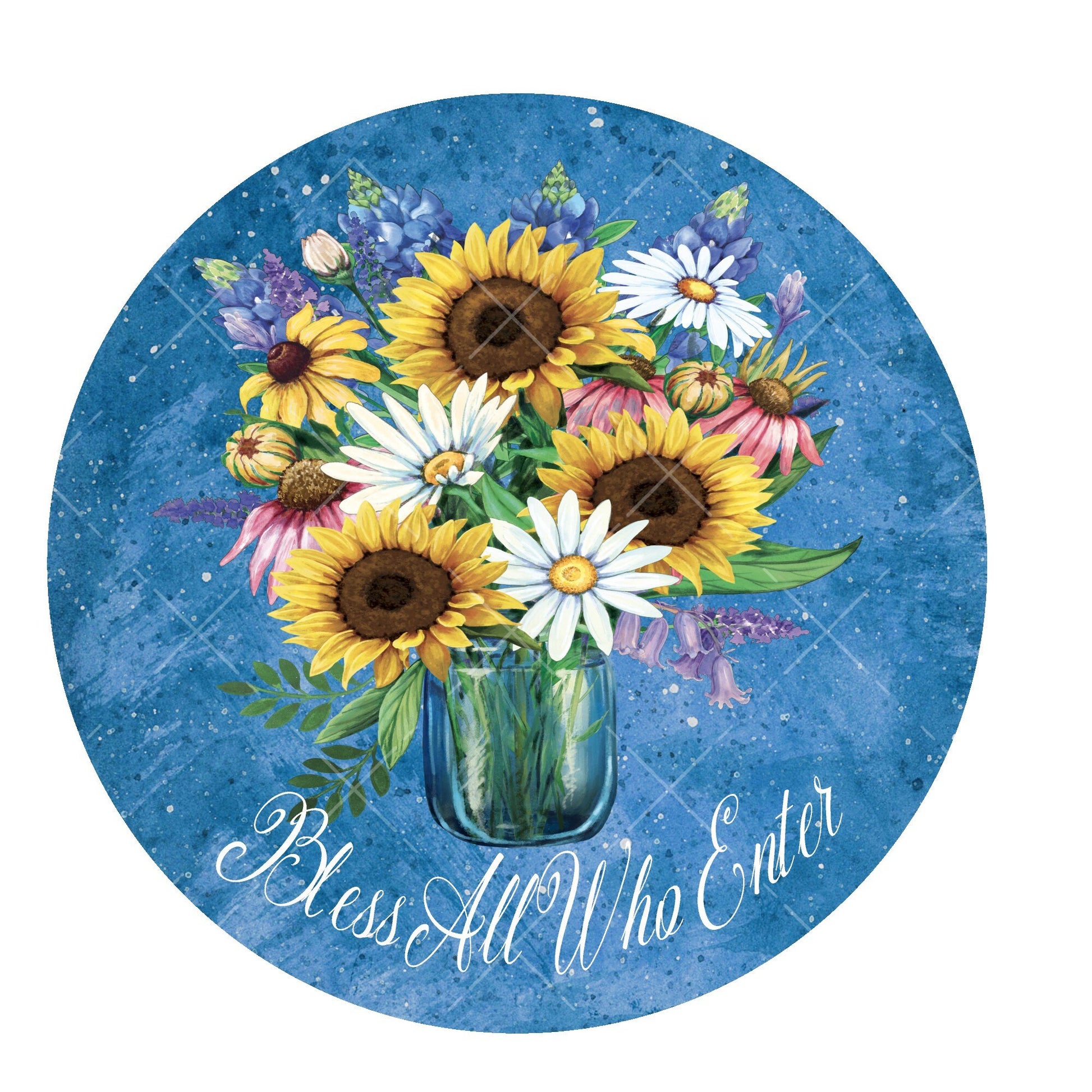 Sunflower bless all who enter wreath sign, metal wreath sign, signs for wreaths, home decor sign