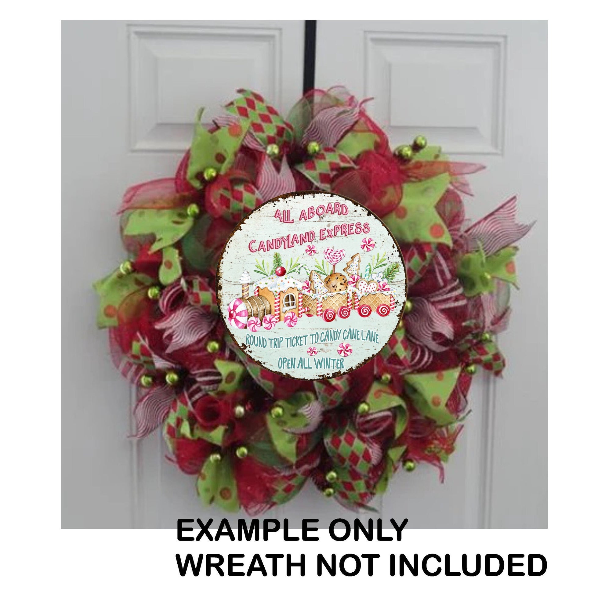 Candyland express wreath sign, metal wreath sign, signs for wreaths, holiday home decor