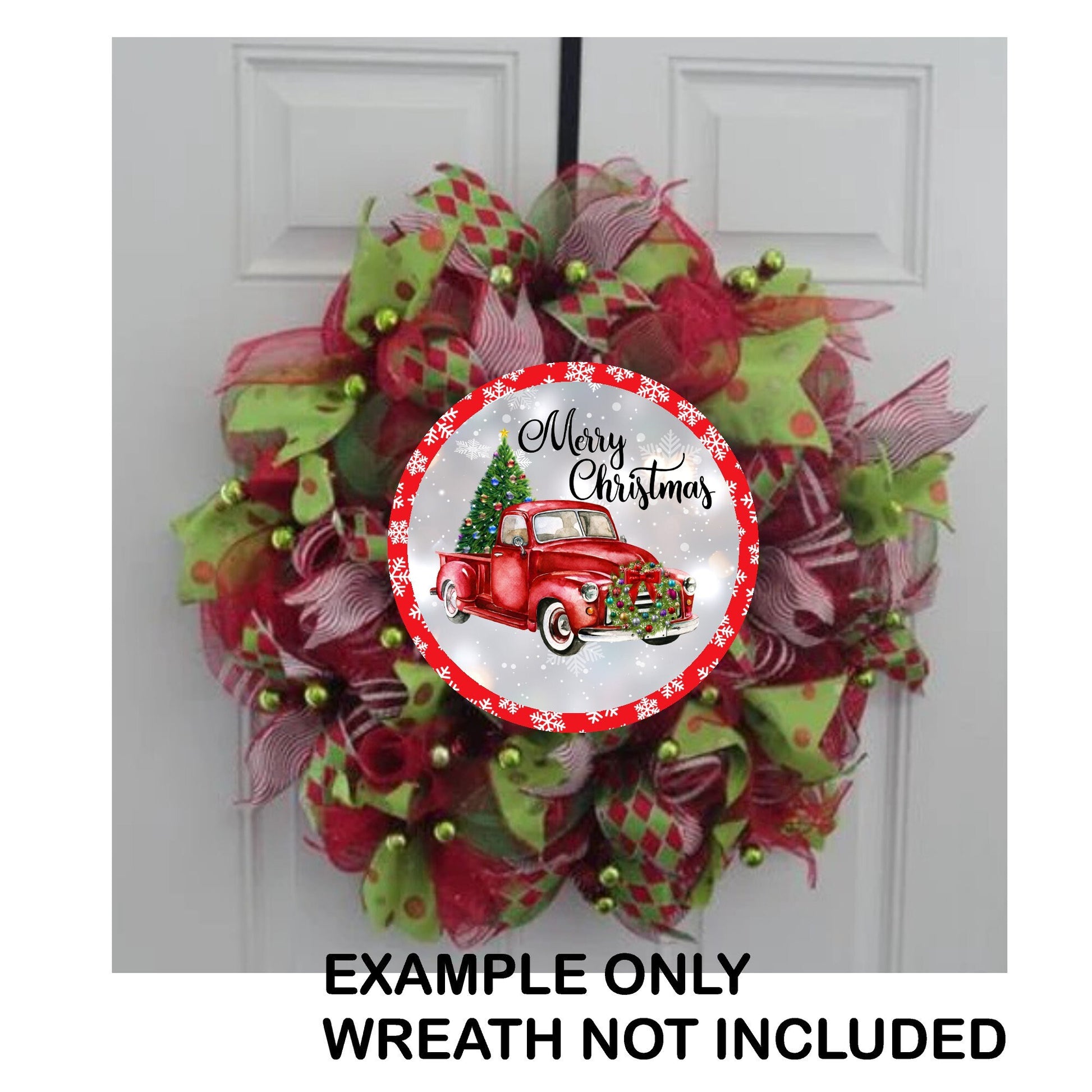 Red truck merry christmas wreath sign, metal wreath sign, sign for wreaths, home decor sign