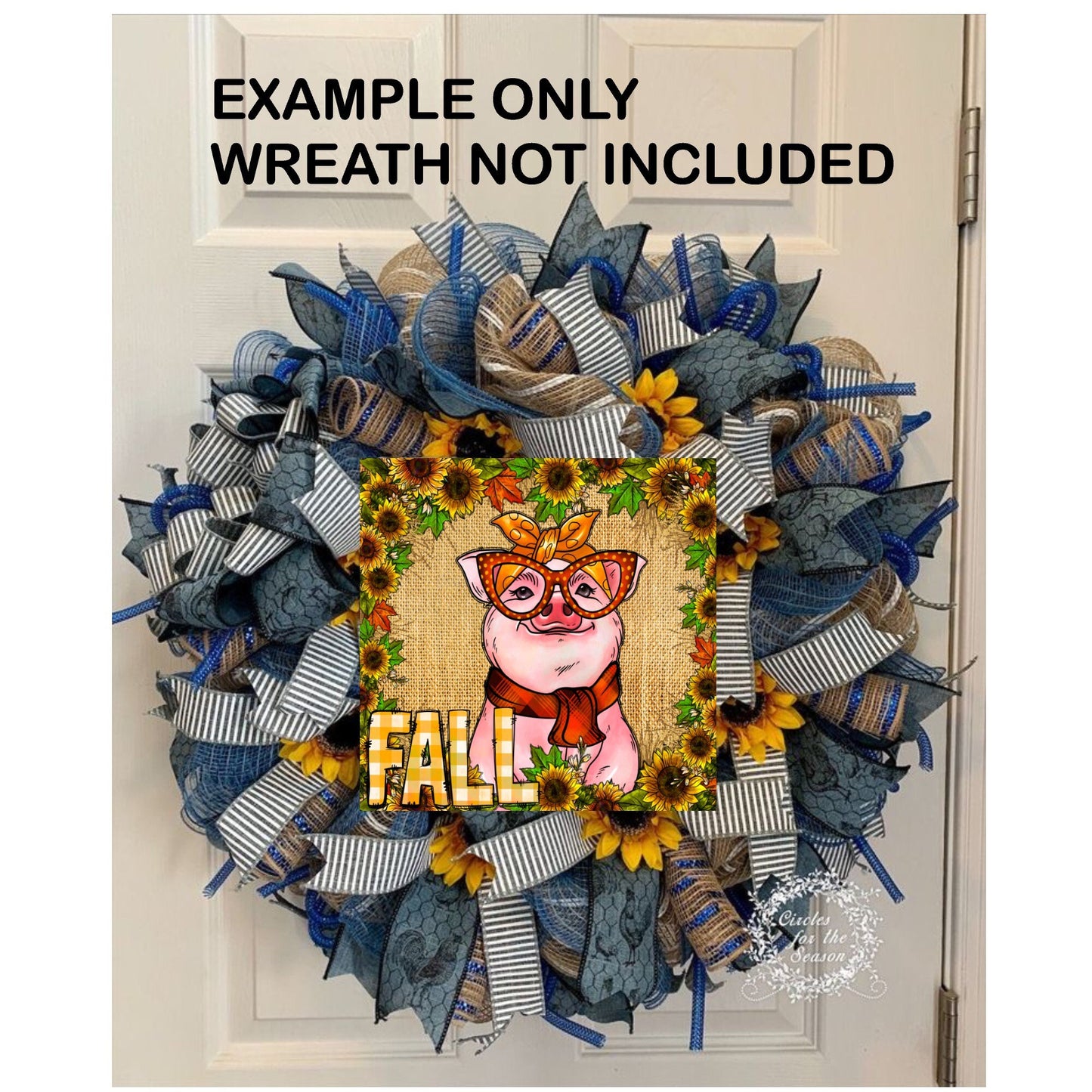 Cute fall pig wreath sign, metal wreath sign, signs for wreaths, fall home decor, 10X10 fall wreath sign