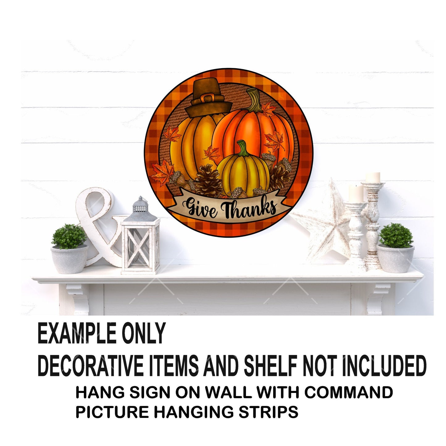 Give thanks fall pumpkin wreath sign, signs for wreaths, metal wreath signs, fall home decor signs