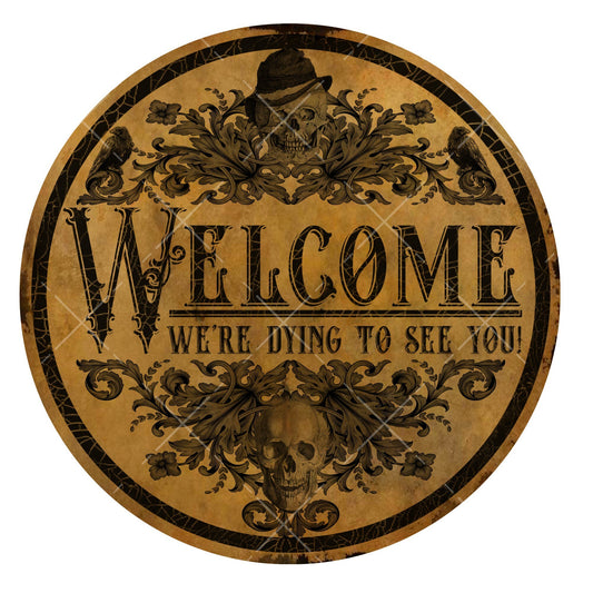 Rustic Halloween welcome wreath sign, metal wreath sign, signs for wreaths, Halloween home decor sign