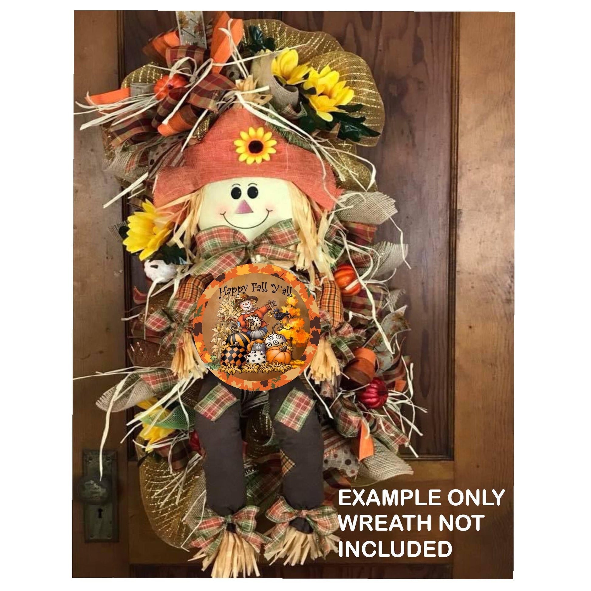 Happy fall y'all wreath sign, metal wreath sign, signs for wreaths scarecrow wreath sign, fall home decor signs