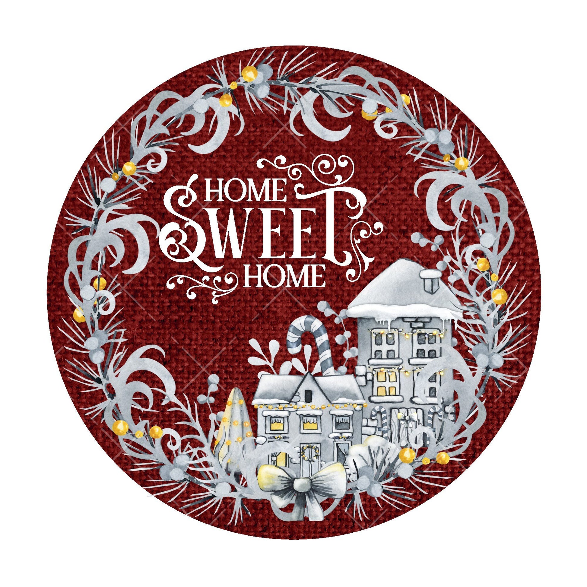 Home sweet home holiday wreath sign, metal wreath sign, signs for wreaths, holiday home decor signs