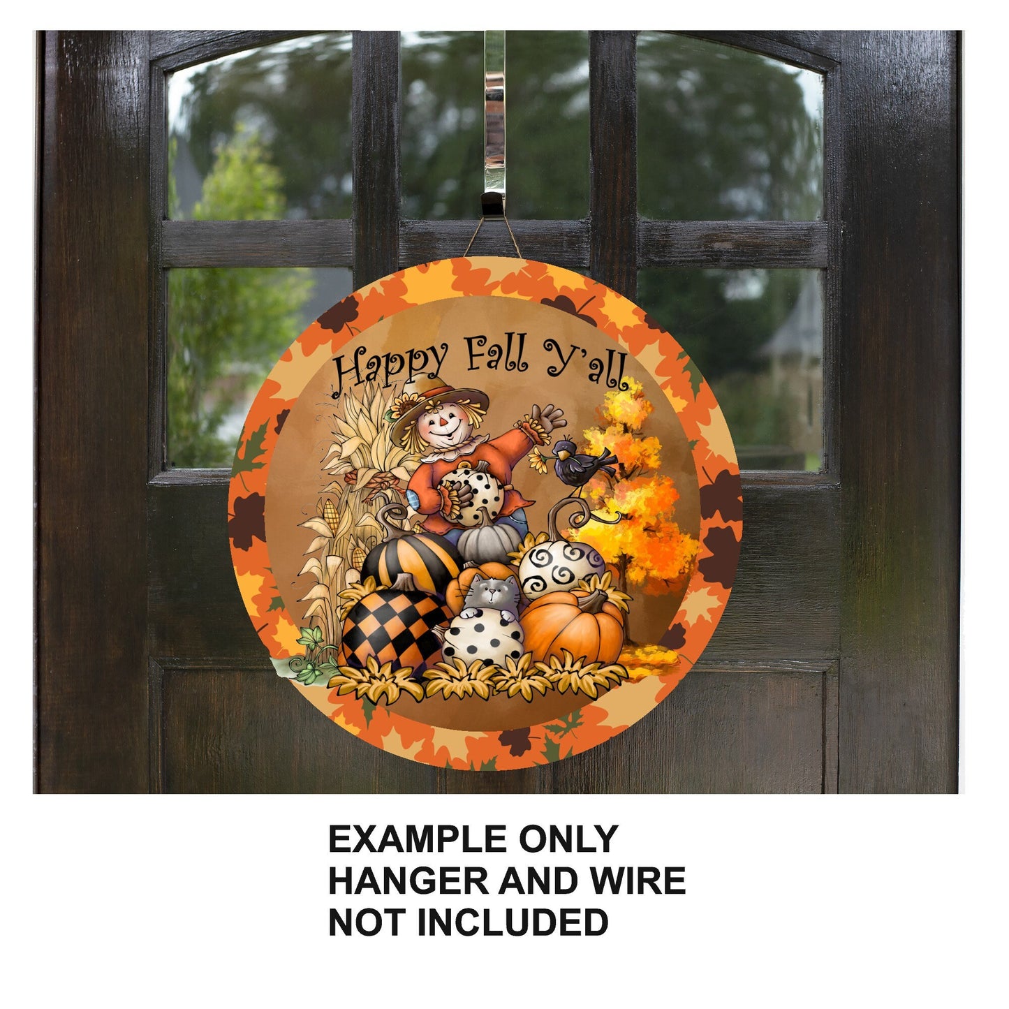 Happy fall y'all wreath sign, metal wreath sign, signs for wreaths scarecrow wreath sign, fall home decor signs