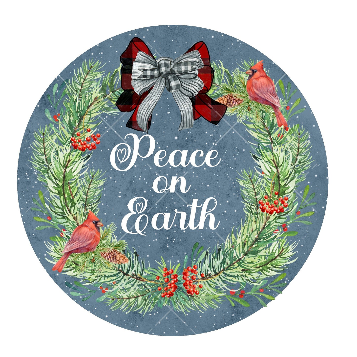 Peace on earth cardinal holiday wreath sign, metal wreath sign, signs for wreaths, Christmas door hanging, lindys sign creations