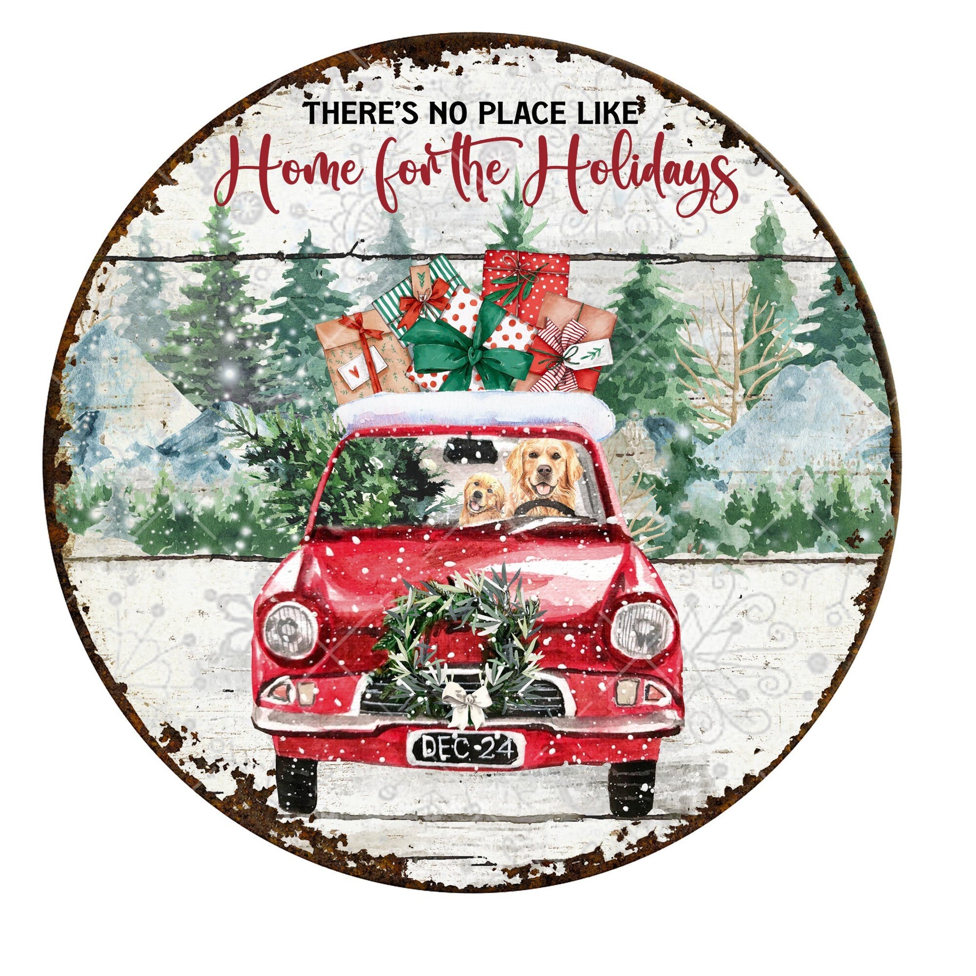 Home for the holidays wreath sign, metal wreath sign, signs for wreaths, Christmas home decor sign, Lindys sign creations