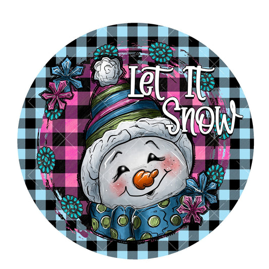 Snowman let it snow wreath sign, signs for wreaths, metal wreath signs, winter door hanging, winter home decor, Lindys sign creations