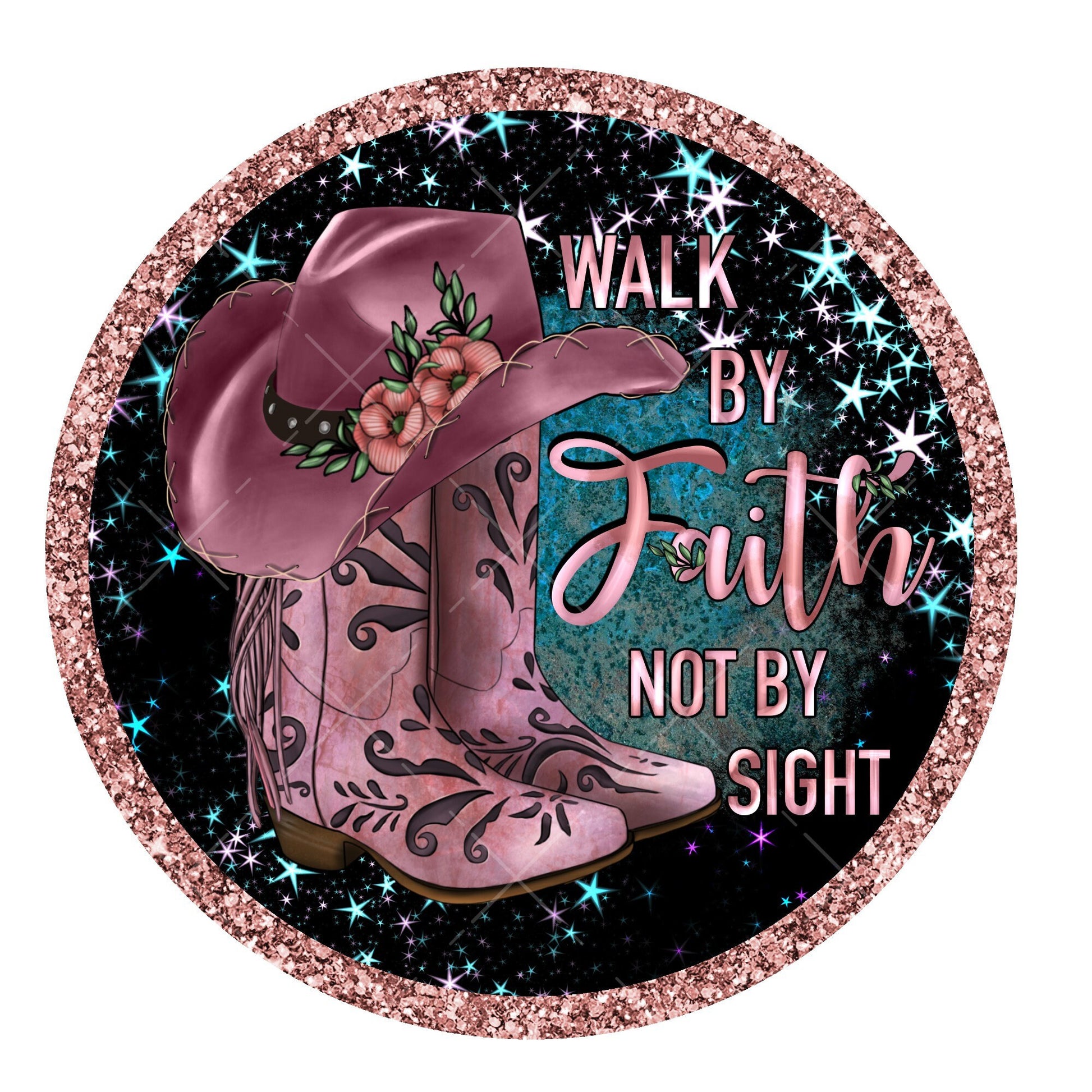 Walk by faith not by sight wreath sign, metal wreath sign, signs for wreaths, western wreath sign, lindys sign creations