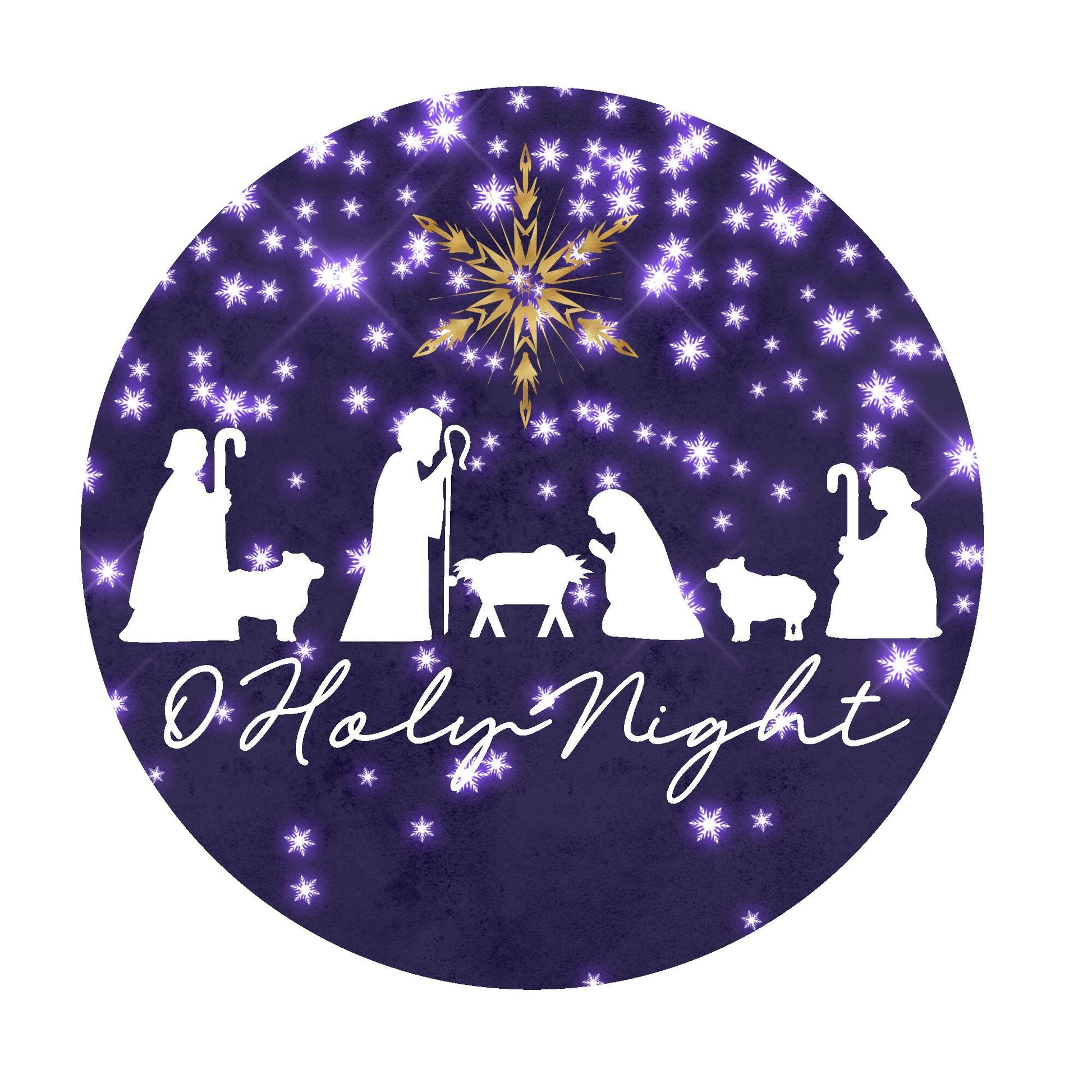 Purple O Holy Night wreath sign, metal wreath sign, signs for wreaths, Christmas door hanging, lindys sign creations