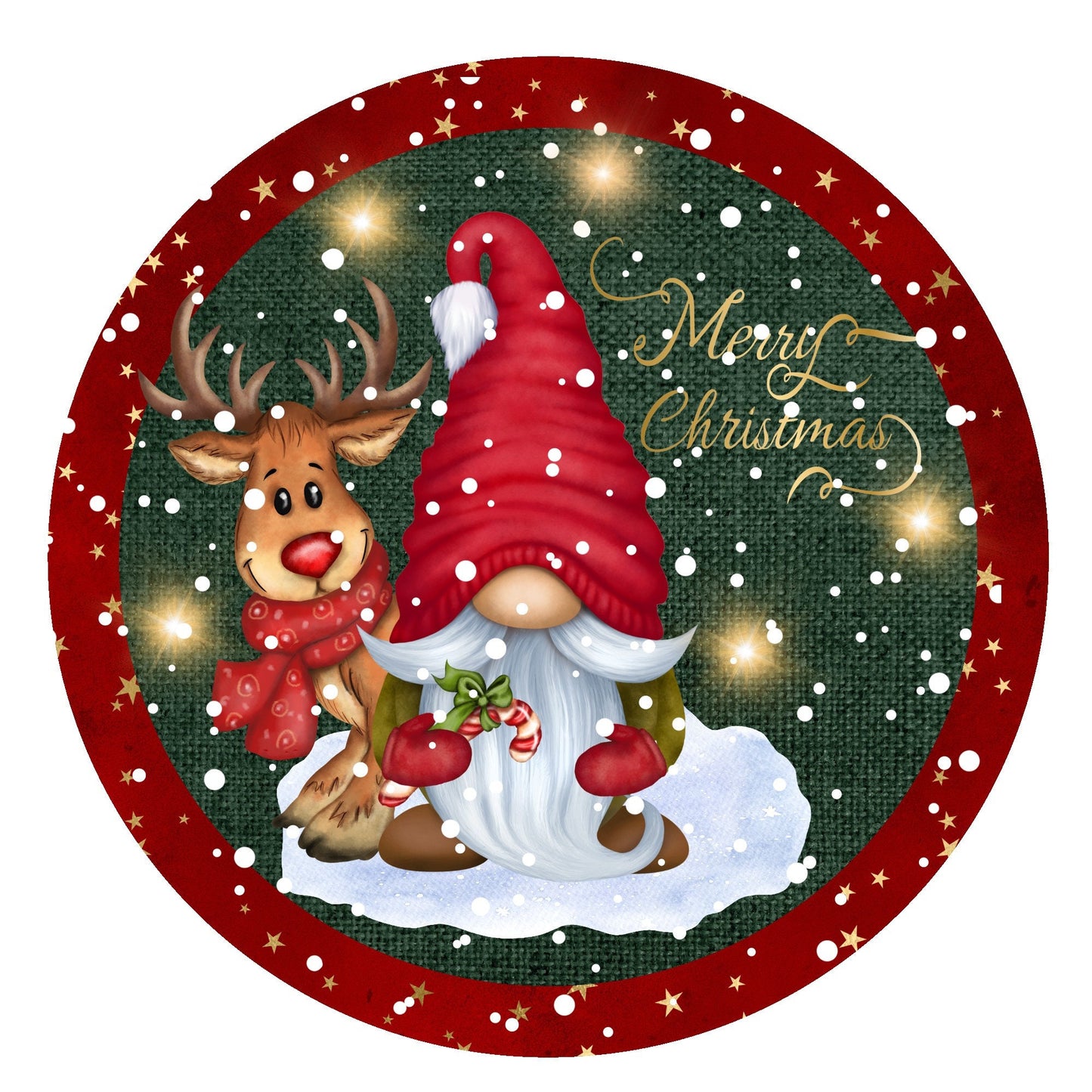 Gnome with reindeer Merry Christmas wreath sign, signs for wreaths, metal wreath signs, lindys sign creations