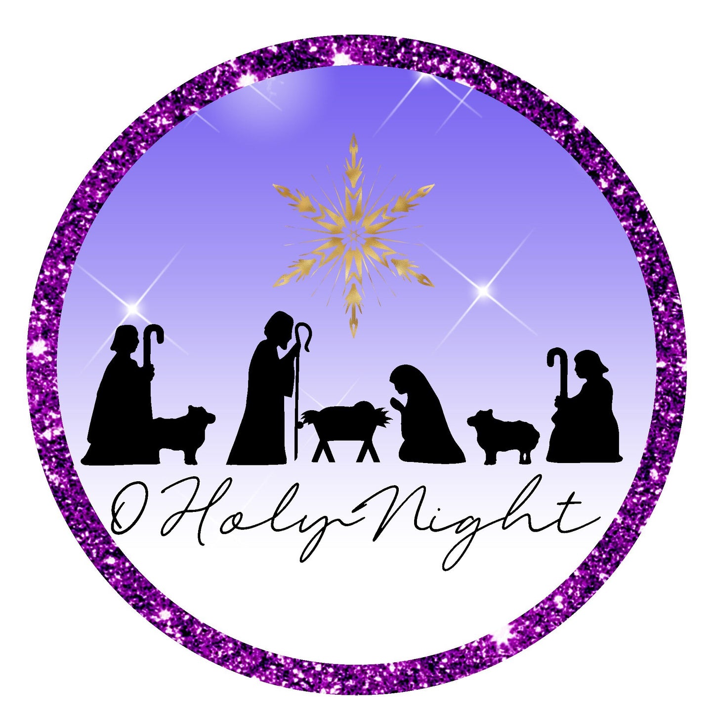 Purple O holy night wreath sign, metal wreath sign, signs for wreaths, Christmas door hanging, lindys sign creations