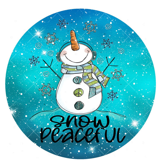 Snow peaceful snowman wreath sign, metal wreath sign, signs for wreaths, winter door hanging, lindys sign creations