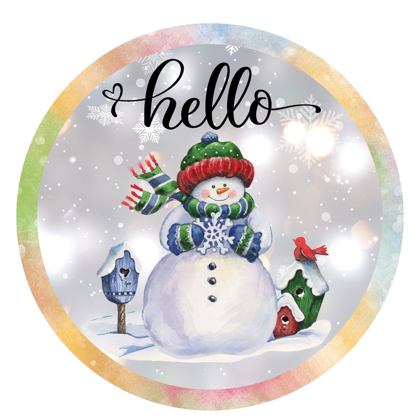 Hello snowman wreath sign, metal wreath sign, signs for wreaths, door hanging, winter home decor signs, lindys sign creations